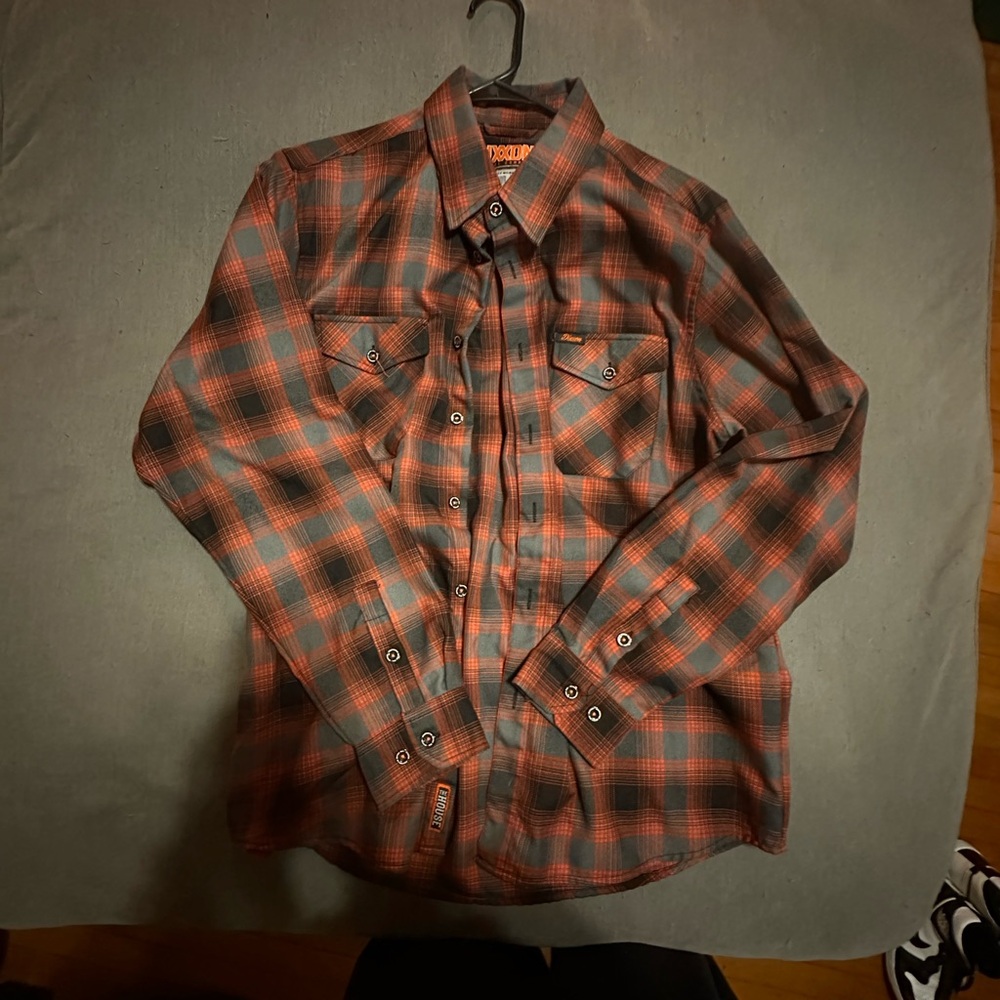 DIXXON Red and Black Plaid Casual Shirt